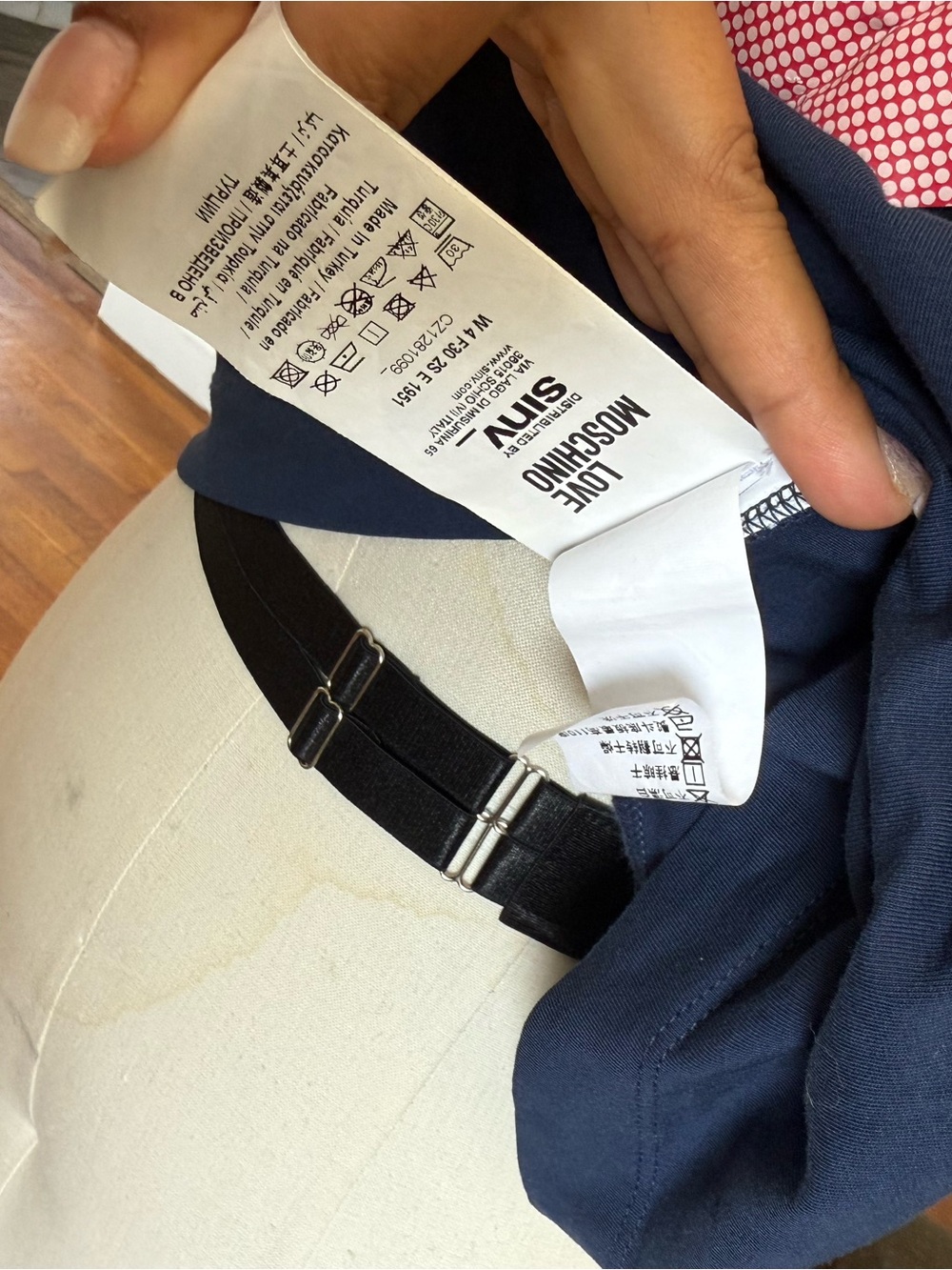 Moschino Navy Logo Crewneck Tee with Inner Label - Picture 4 of 5